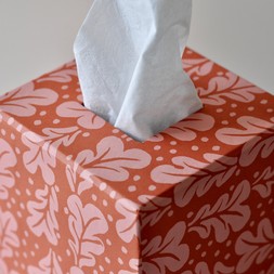 A Square Tissue Box Cover in Quercus Pomegranate