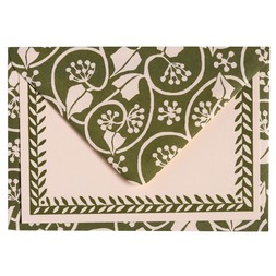 10 Postcards with Patterned Border in Sage Green