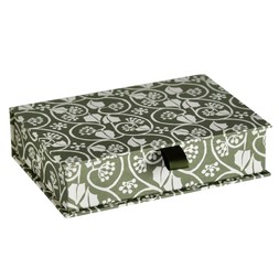 Postcard Box in Small Ivy Stripe Sage Green