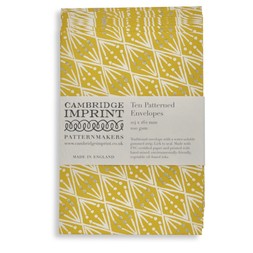 Packet of Ten Patterned Envelopes in Selvedge Mustard