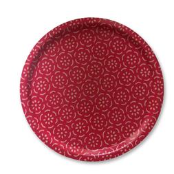 Round Birch Tray Pear Halves Permanent Rose