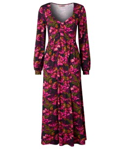 WF724A Lovely Lily Print Long Sleeve Jersey Midi Dress £55