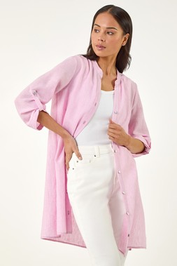 Roman Petite Pink Cotton Front Button Overshirt