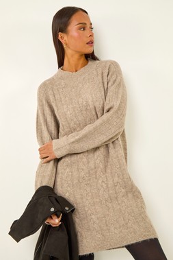 Roman Petite Stone Cable Knit Shift Dress