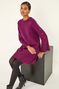 Roman Fuchsia Buttoned Knit Dress
