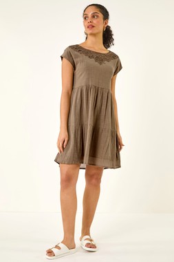 Roman Cotton Trim Detail Mini Dress
