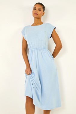Roman Light Blue T-Shirt Pocket Detail Midi Dress