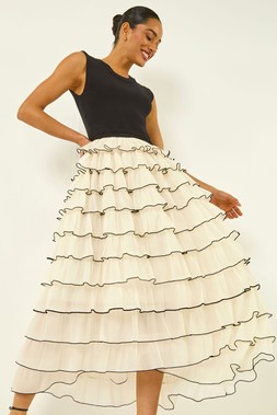 Dusk Black Ruffle Knit Maxi Dress