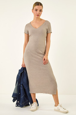 Dusk V-Neck Knit Midi Dress