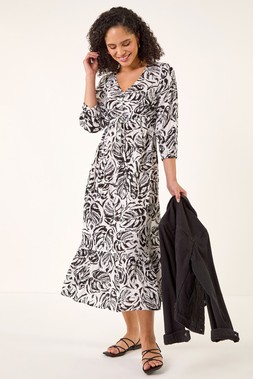Roman Embroidered Leaf Midi Dress