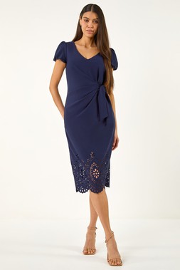 Roman Laser Cute Hem Tie Waist Dress