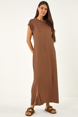 Roman Chocolate Button Detail Midi Dress