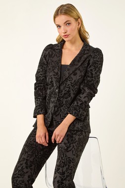 Dusk Black Flocked Premium Stretch Blazer