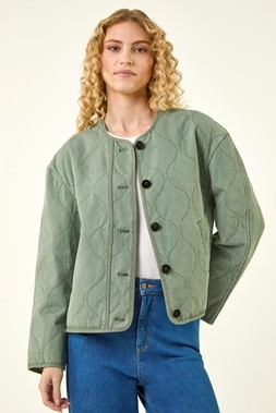 Roman Sage Cotton Twill Quilted Jacket
