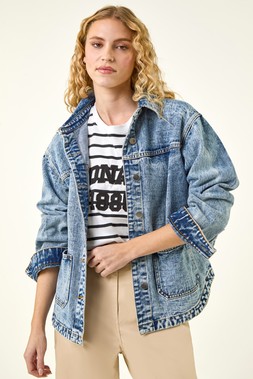 Roman Blue Denim Button Front Pocket Jacket