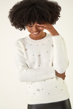 Roman Ivory Sparkly Knit Jumper