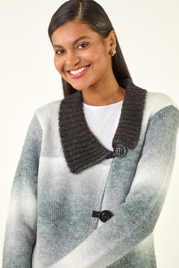 Roman Black Ombre Buttoned Knit Cardigan