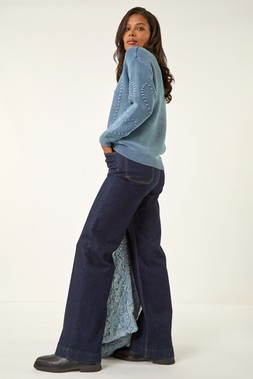 Denim Heart Stitch Knit Jumper