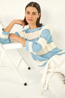 Roman Light Blue Light Stripe Knit Jumper