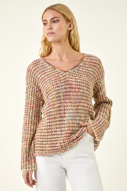 Roman Pink Textured Spacedye Knit Jumper