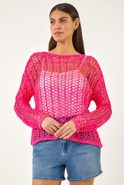 Roman Pink Open Knitted Jumper