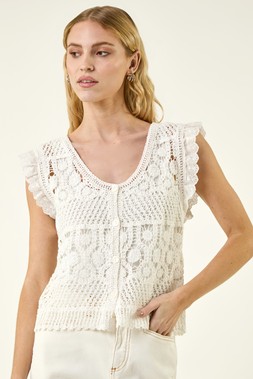 Roman Crochet Buttoned Waistcoat