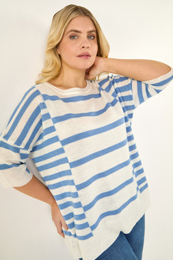 Roman Curve Blue Stripe Knit Jumper