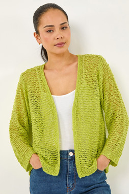 Roman Petite Lime Textured Knit Cardigan