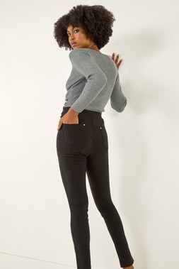 Roman Black Elastic Waist Stretch Jean Trouser