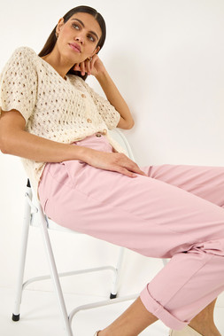 Roman Ligth Pink Cotton Stretch Chino Trousers