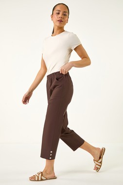 Roman Petite Brown Petite Bengaline Cropped Trouser