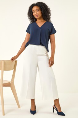 Roman Petite Cropped Wide Leg Stretch Trouser