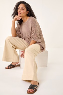 Roman Cotton Stretch Wide Leg Jean