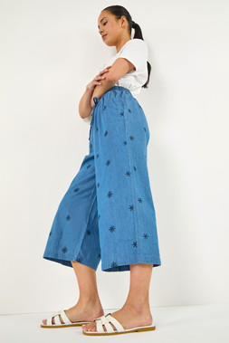 Roman Petite Denim Embroidered Trousers