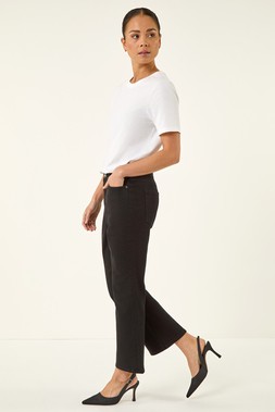 Petite Black Bootcut Cropped Jeans