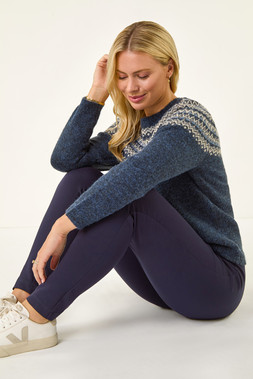 Roman Petite Navy Stretch Ponte Skinny Trouser