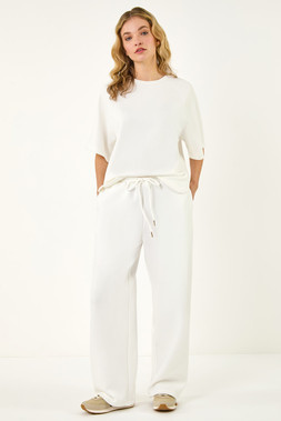 Dusk White Soft Wide Leg Stretch Trouser