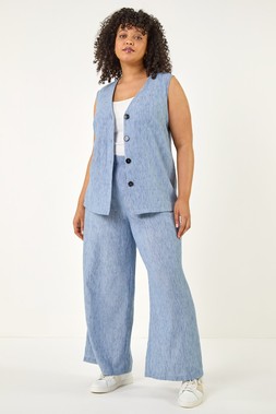 Roman Curve Textured Wide Leg Trousers