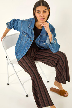 Roman Chocolate Texture Stripe Stretch Trouser