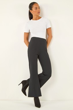 Roman Petite Black Premium Stretch Flare Trouser