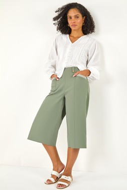 Roman Khaki Wide Hem Cropped Trouser