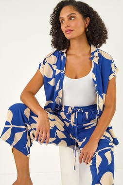 Roman Royal Blue Floral Mono Print Trouser