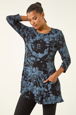 Roman Blue Tie Dye Pocket Swing Top