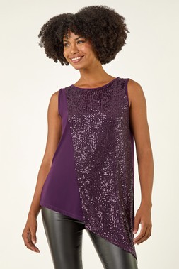 Roman Purple Sparkly Asymmetric Stretch Vest