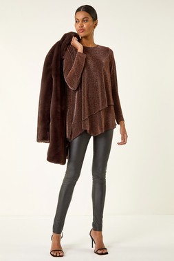 Roman Bronze Shimmer Asymmetric Layered Top