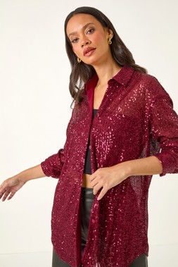 Roman Dusk Burgundy Sequin Shirt
