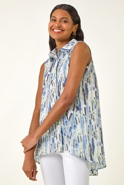 Roman Abstract Print Button Shirt