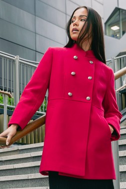 Roman Petite Red Military Buttoned Coat