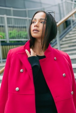 Roman Petite Red Military Buttoned Coat