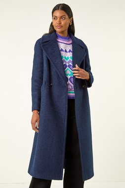 Roman Textured Buttoned Boucle Coat
